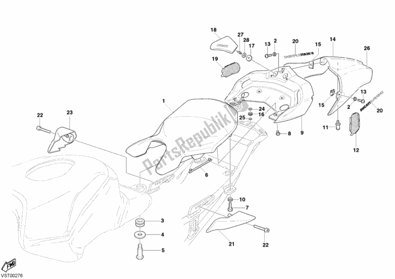 Todas as partes de Assento do Ducati Superbike 999 R 2004